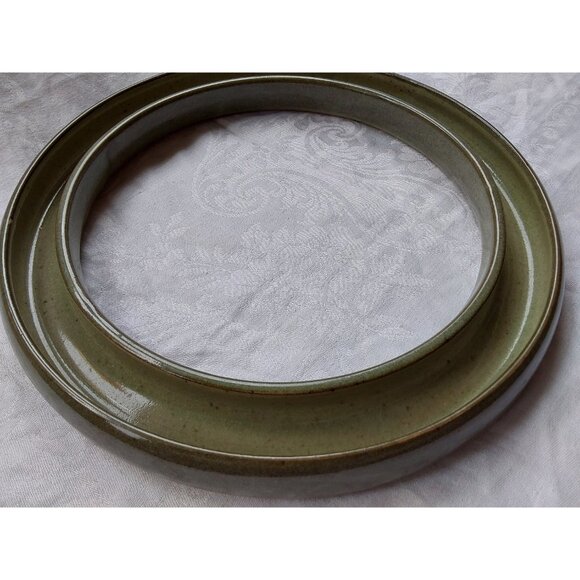 Very large posy ring green glaze handmade studio pottery signed Baty 9.5 inch - Picture 7 of 7